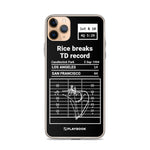 Greatest 49ers Plays iPhone Case: Rice breaks TD record (1994)