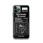 Greatest 49ers Plays iPhone Case: Rice breaks TD record (1994)